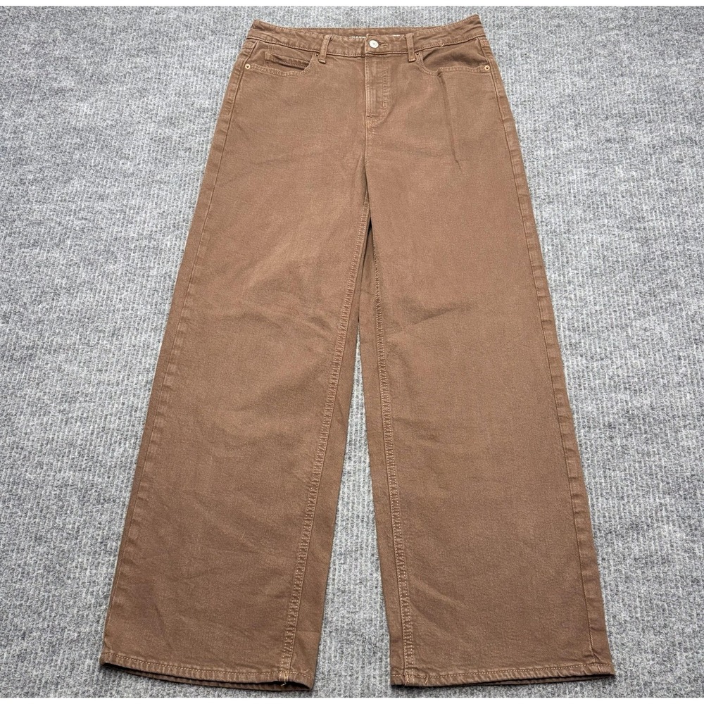 Old Navy Sky-Hi Wide-Leg Jeans Womens 10 Brown Extra High Rise Stretch Denim